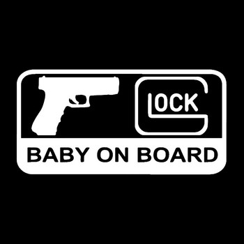 GLOCK BABY ON BOARD Декорация на герои Винилова стикерка за кола Светлоотразителни лазерни 3D стикери за кола Стикер за стил на кола 15.7CM*7.9CM