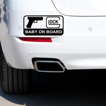 GLOCK BABY ON BOARD Διακόσμηση χαρακτήρων Vinyl Αυτοκόλλητα Αυτοκινήτου Ανακλαστικά λέιζερ 3D Αυτοκόλλητα Αυτοκινήτου Αυτοκόλλητο στυλ αυτοκινήτου 15,7CM*7,9CM