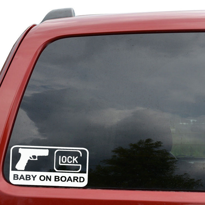 GLOCK BABY ON BOARD Personažo puošmena Vinilinis automobilio lipdukas, atspindintis lazerinis 3D automobilio lipdukas Automobilio stiliaus lipdukas 15,7 cm*7,9 cm