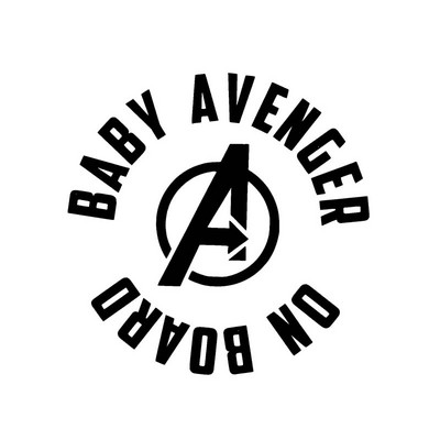13,1 cm * 13 cm BABY AVENGER ON BOARD Vicces biztonsági bakelit autómatrica matrica jel fekete ezüst Volkswagen matricákhoz