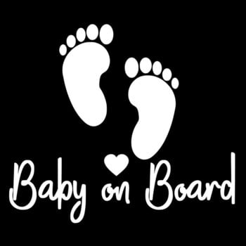 12.7CM*11.2CM Baby On Board Funny Foot Print Warning Sign Vinyl Car Decal Stiker Black/Silver за Hyundai Stickers