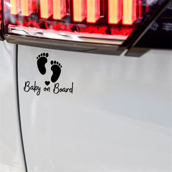 12.7CM*11.2CM Baby On Board Funny Foot Print Warning Sign Vinyl Car Decal Stiker Black/Silver за Hyundai Stickers