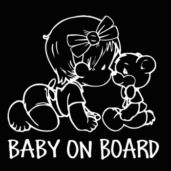 22.9*21.7CM BABY ON BOARD Lovely Bear Car Styling Decals Cartoon Vinyl Car Cartoon Black/Silver for Honda Stickers