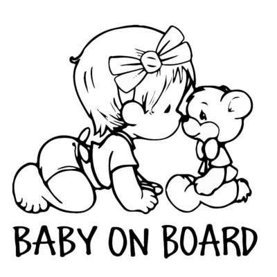 22,9*21,7 CM BABY ON BOARD Lovely Bear automašīnu stila uzlīmes Karikatūras vinila automašīnas uzlīme, melna/sudraba, Honda uzlīmēm