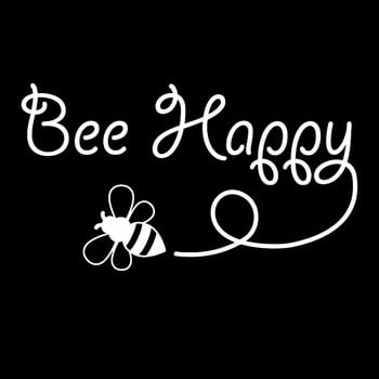 15.4CM*8.5CM Bee Happy Design Art Vinyl Car Sticker Вдъхновяваща стикерка Черен/Сребърен за стикер Daewoo