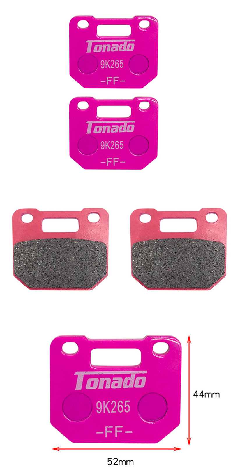 Rožinės motociklų diskų stabdžių trinkelės, skirtos 82 mm radialiniam montavimui RPM Adelin Frando HF6 F101 stabdžių apkabos trinkelės