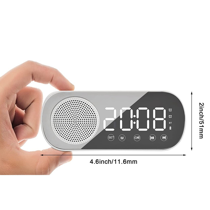 Ψηφιακό Ξυπνητήρι LED με ραδιόφωνο FM και ηχείο Bluetooth, Λειτουργία μείωσης φωτεινότητας 3 επιπέδων, ρολόγια αναβολής για διακόσμηση