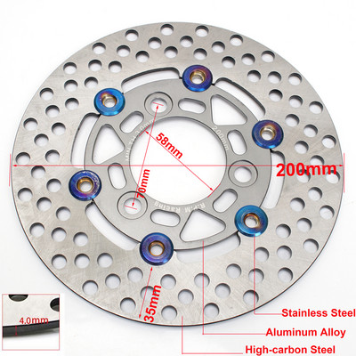 200 mm apgr./min. disku bremzes, 3 atveres, 57 mm, 70 mm motocikla peldošā diska rotora suports universāls priekšējais aizmugurējais ritenis Yamaha motorolleriem Niu