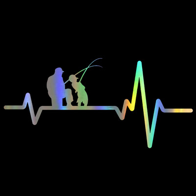 Autómatricák Heartbeat Fishing Apa Apa Fia Fish Vicces Vadállat matricák és matricák Vinyl Car Styling 16,7*8cm