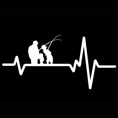 Autómatricák Heartbeat Fishing Apa Apa Fia Fish Vicces Vadállat matricák és matricák Vinyl Car Styling 16,7*8cm