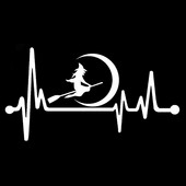 1 tk 13,7cm*7,3cm armas Witch Moon Broom Heartbeat vinüülmust/hõbedane autokleebis Volkswageni kleebiste jaoks
