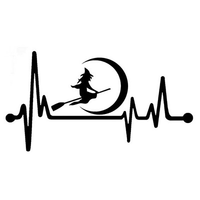 1 tk 13,7cm*7,3cm armas Witch Moon Broom Heartbeat vinüülmust/hõbedane autokleebis Volkswageni kleebiste jaoks