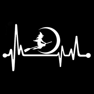 1 tk 13,7cm*7,3cm armas Witch Moon Broom Heartbeat vinüülmust/hõbedane autokleebis Volkswageni kleebiste jaoks
