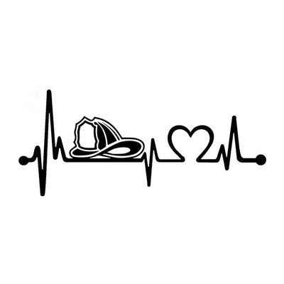 1 vnt. Automobilio lipdukas Ugniagesio ugniagesio šalmas Heartbeat Lifeline Dekoratyvinis automobilio lipdukas Lazerinis vinilo automobilio stilius 20,3 cm * 8,9 cm