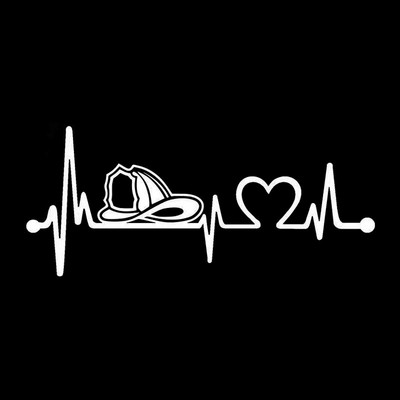 1 vnt. Automobilio lipdukas Ugniagesio ugniagesio šalmas Heartbeat Lifeline Dekoratyvinis automobilio lipdukas Lazerinis vinilo automobilio stilius 20,3 cm * 8,9 cm
