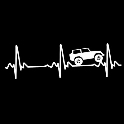 20,32x6,35 cm autokleebised Heart Beat EKG Jeep Wranglerile – kleebis / kleebis autole, veokile, sülearvutile 4x4