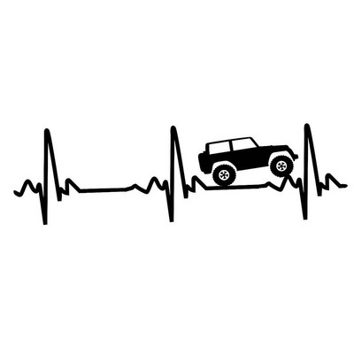 20,32x6,35 cm autokleebised Heart Beat EKG Jeep Wranglerile – kleebis / kleebis autole, veokile, sülearvutile 4x4