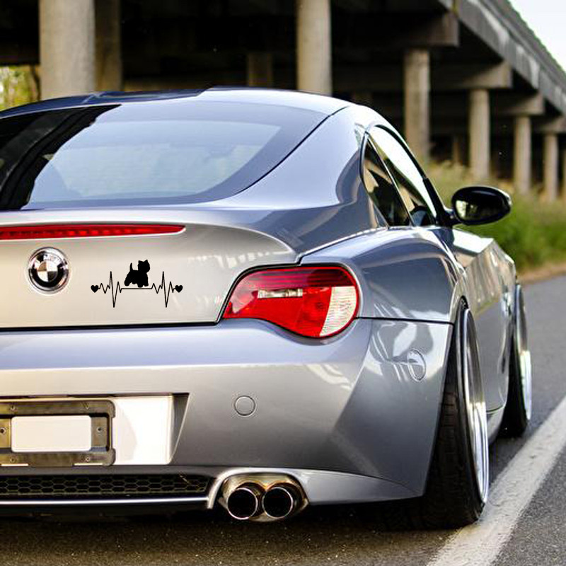 20x10 cm Westie Heartbeat Lifeline platus automobilio lipdukas Lipdukas šuniui Vakarų aukštailendo automobilio galvutės formavimas automobilio priedai Vinilo lipdukas