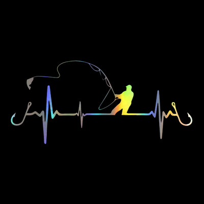 1 Pc Heartbeat Fishing un Decal 17X8CM Smieklīgs vāks Skrāpējumi Motocikla Bufera Logs Vējstikls Auto piederumi Automašīnu uzlīmes