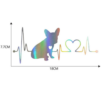 20x10cm Αυτοκόλλητο αυτοκινήτου γαλλικού μπουλντόγκ Heartbeat 3D Vinyl Αυτοκόλλητα προφυλακτήρα παραθύρου αυτοκινήτου Διακοσμητικό στυλ αυτοκινήτου μοτοσικλέτας 1 τμχ
