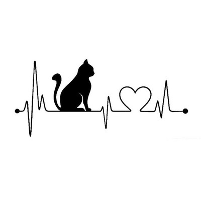 18*9cm Creativity Pet Cat Heartbeat Automobilių lipdukai ir lipdukai Galinio priekinio stiklo lango dangčio įbrėžimai Dekoravimo priedai KK