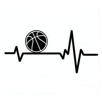 Αυτοκόλλητο 1 ΤΕΜ. 15cm*6,9cm Soprt Ball Basketball Heartbeat Vinyl Μαύρο/Ασημί αυτοκόλλητο αυτοκινήτου για Chrysler