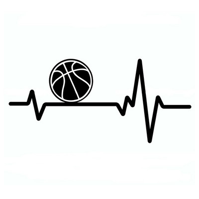 1 vnt 15cm*6,9cm Soprt Ball Basketball Heartbeat Vinilinis juodas/sidabrinis automobilio lipdukas, skirtas Chrysler lipdukui