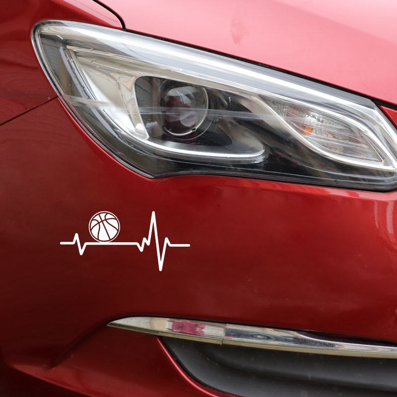 1 vnt 15cm*6,9cm Soprt Ball Basketball Heartbeat Vinilinis juodas/sidabrinis automobilio lipdukas, skirtas Chrysler lipdukui