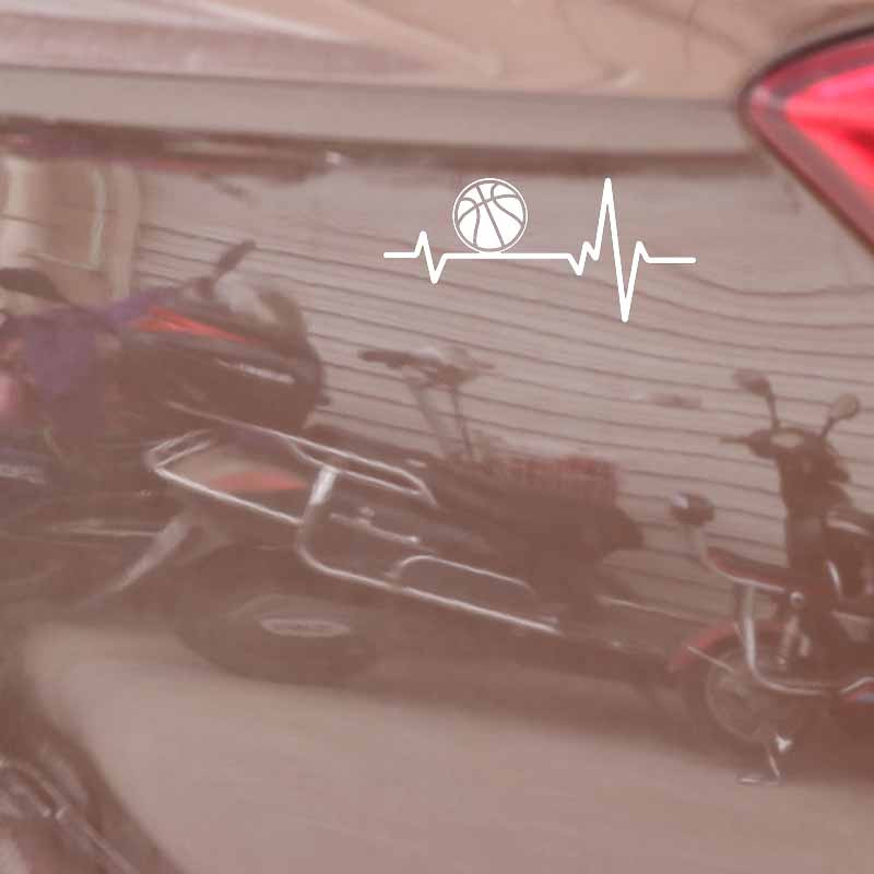 1 vnt 15cm*6,9cm Soprt Ball Basketball Heartbeat Vinilinis juodas/sidabrinis automobilio lipdukas, skirtas Chrysler lipdukui