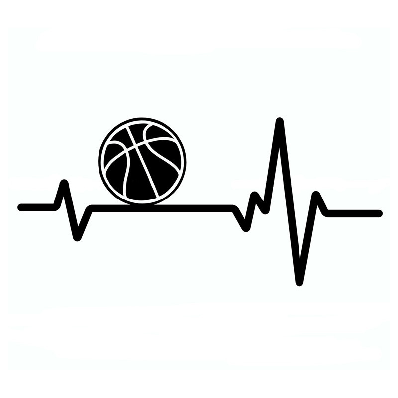 1 vnt 15cm*6,9cm Soprt Ball Basketball Heartbeat Vinilinis juodas/sidabrinis automobilio lipdukas, skirtas Chrysler lipdukui