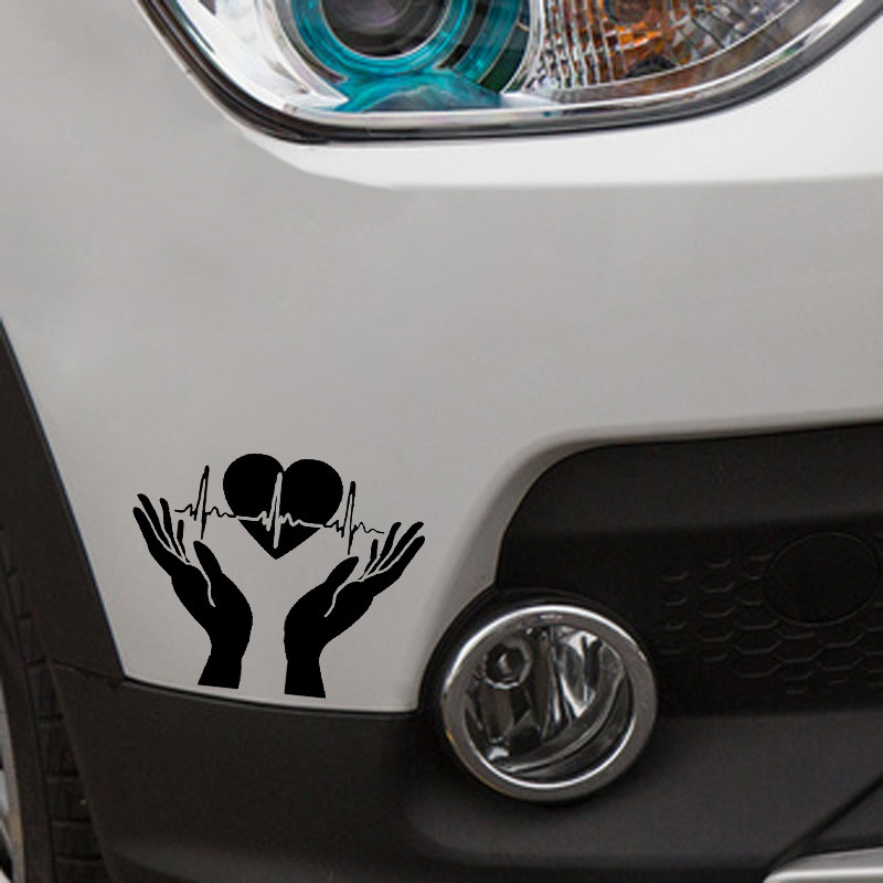 1 vnt. 15,3*12,3 CM Šauniausias širdies plakimas rankose Atkišę delnus Kardiogramos automobilio lipdukas Dekoratyvinis vinilas skirtas Infiniti lipdukas