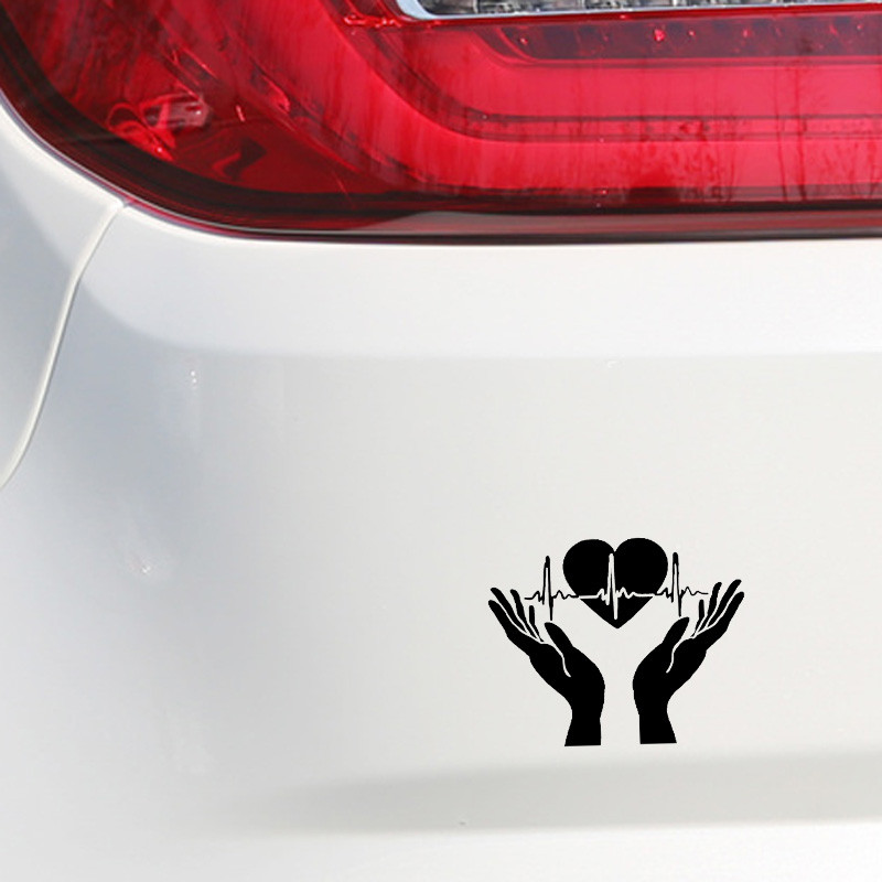1 vnt. 15,3*12,3 CM Šauniausias širdies plakimas rankose Atkišę delnus Kardiogramos automobilio lipdukas Dekoratyvinis vinilas skirtas Infiniti lipdukas