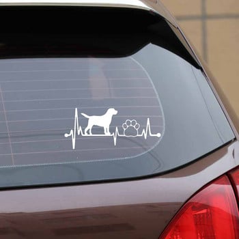 1 PCS 14.3CM*6.2CM Lab Labrador Retriever Heartbeat Paw Vinyl Decal Черен/Сребърен стикер за кола за Alfa Romeo Стикери