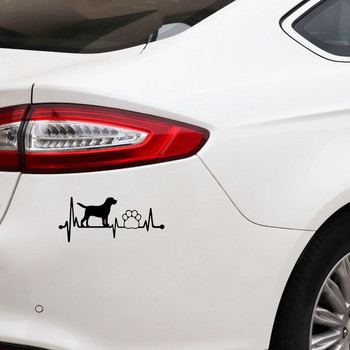 1 ΤΕΜ. 14,3cm*6,2CM Lab Labrador Retriever Heartbeat Paw Vinyl Decal Μαύρο/Ασημί Αυτοκόλλητο αυτοκινήτου για αυτοκόλλητα Alfa Romeo