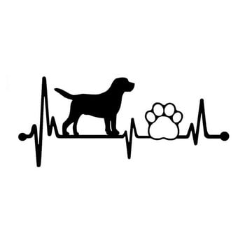 1 ΤΕΜ. 14,3cm*6,2CM Lab Labrador Retriever Heartbeat Paw Vinyl Decal Μαύρο/Ασημί Αυτοκόλλητο αυτοκινήτου για αυτοκόλλητα Alfa Romeo