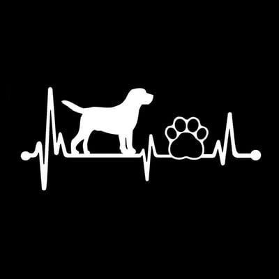 1 ΤΕΜ. 14,3cm*6,2CM Lab Labrador Retriever Heartbeat Paw Vinyl Decal Μαύρο/Ασημί Αυτοκόλλητο αυτοκινήτου για αυτοκόλλητα Alfa Romeo