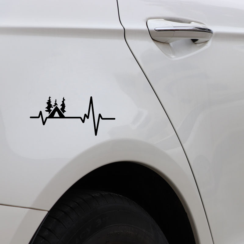 1 vnt. 16,6 cm* 7,7 CM smagi stovykla Eagle Scouts Fishing Heartbeat Vinilinis juodas/sidabrinis automobilio lipdukas, skirtas Toyota lipdukams