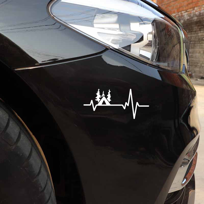 1 vnt. 16,6 cm* 7,7 CM smagi stovykla Eagle Scouts Fishing Heartbeat Vinilinis juodas/sidabrinis automobilio lipdukas, skirtas Toyota lipdukams