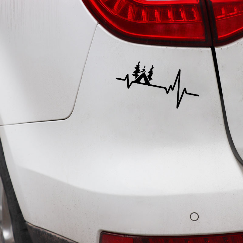 1 vnt. 16,6 cm* 7,7 CM smagi stovykla Eagle Scouts Fishing Heartbeat Vinilinis juodas/sidabrinis automobilio lipdukas, skirtas Toyota lipdukams