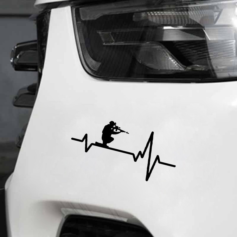 1 buc 15*7CM electrocardiogramă pe împușcare soldat pistol grafic autocolant mașină decorare vinil accesorii motociclete