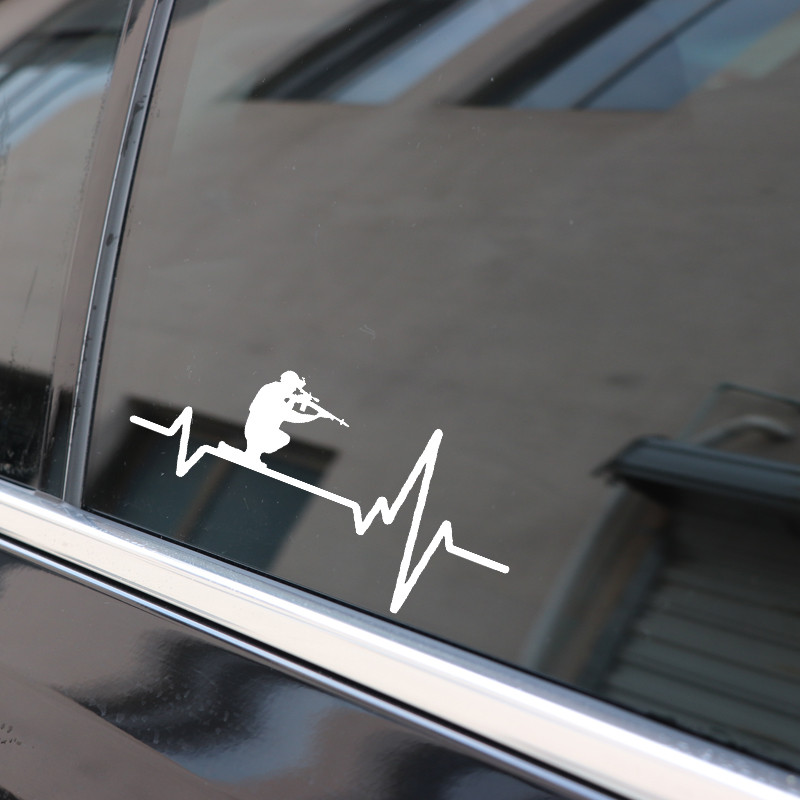 1 buc 15*7CM electrocardiogramă pe împușcare soldat pistol grafic autocolant mașină decorare vinil accesorii motociclete