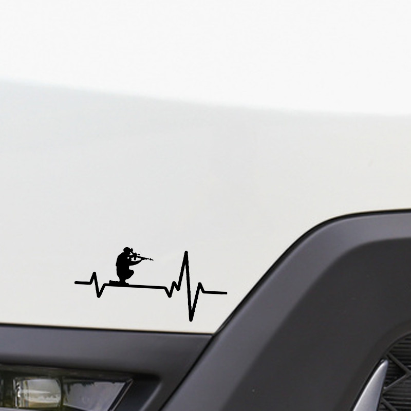 1 buc 15*7CM electrocardiogramă pe împușcare soldat pistol grafic autocolant mașină decorare vinil accesorii motociclete