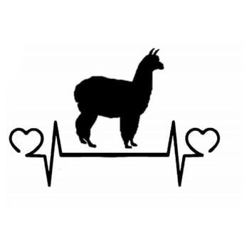 1 ΤΕΜ 13,6CM*9CM Χαριτωμένο Alpaca Lifeline Heartbeat Αυτοκόλλητο Αυτοκόλλητου Αυτοκινήτου Βινυλίου Μοτοσικλέτας για Αυτοκόλλητα Audi