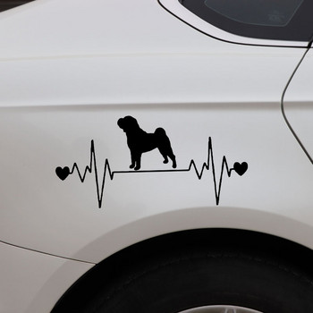 1 ΤΕΜ 17X8,1 εκ. Αστεία αυτοκόλλητο αυτοκινήτου με ζώα Shar Pei Lifeline Dog Heartbeat Vinyl Decal Μαύρο/Ασημί
