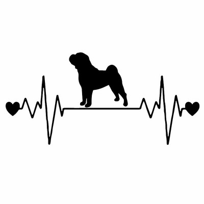 1 tk 17x8,1 cm naljakas loomaauto kleebis Shar Pei Lifeline koera südamelöögiga vinüülkleebis must/hõbe