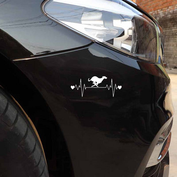 1 БР. 16,5 СМ * 6,7 СМ Прекрасно състезателно куче Whippet Heartbeat Line Винилов черен/сребрист автомобилен стикер за стикери на Buick