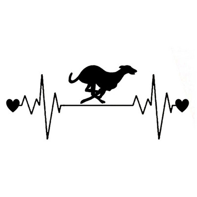 1 tk 16,5cm*6,7cm Lovely Dog Racing Whippet Heartbeat Line Vinüülmust/hõbedane autokleebis Buicki kleebistele