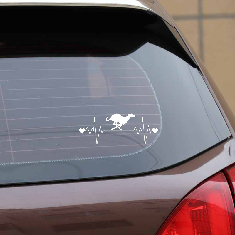 1 tk 16,5cm*6,7cm Lovely Dog Racing Whippet Heartbeat Line Vinüülmust/hõbedane autokleebis Buicki kleebistele