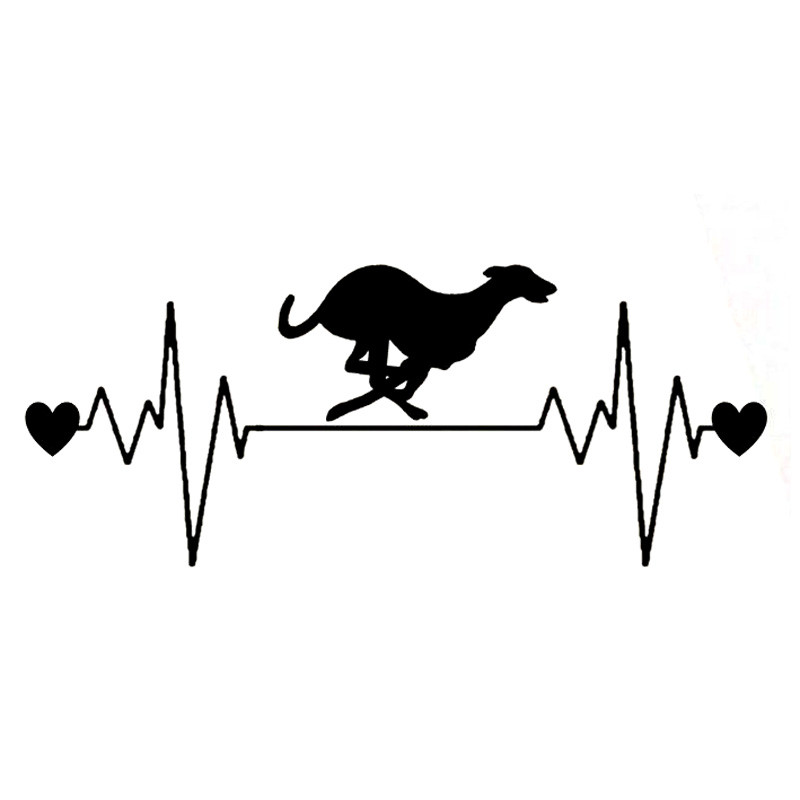1 tk 16,5cm*6,7cm Lovely Dog Racing Whippet Heartbeat Line Vinüülmust/hõbedane autokleebis Buicki kleebistele