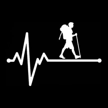 1 ΤΕΜ. 15,5cm*10,4cm Hiking Man Lifeline Heartbeat Decal Βινύλιο Μαύρο/Ασημί για Αυτοκόλλητα Renault